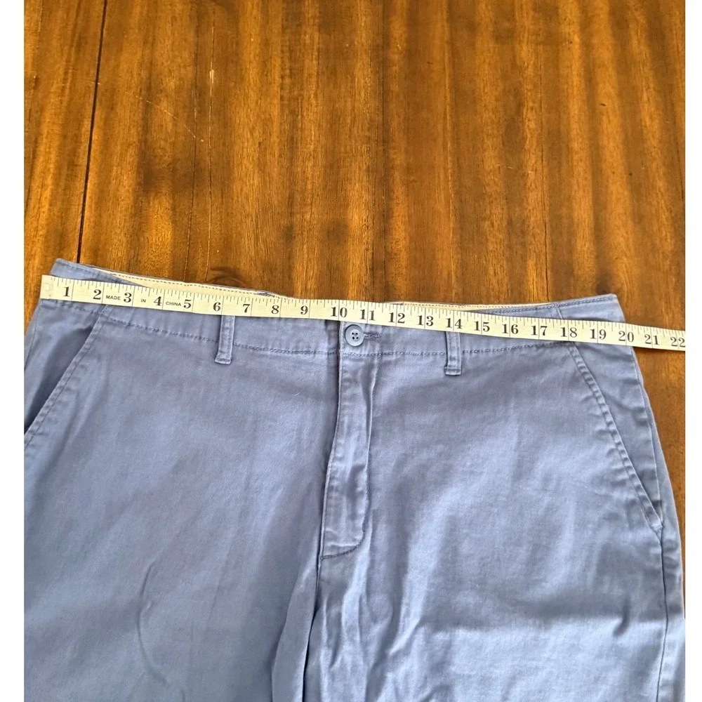 George Mens Light Blue Grey Flat Front Chino Shorts Size 40 Casual Twill Summer